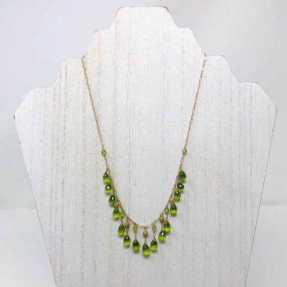 Solid 14K green peridot necklace, 10.2g NWOT - Picture 4 of 11